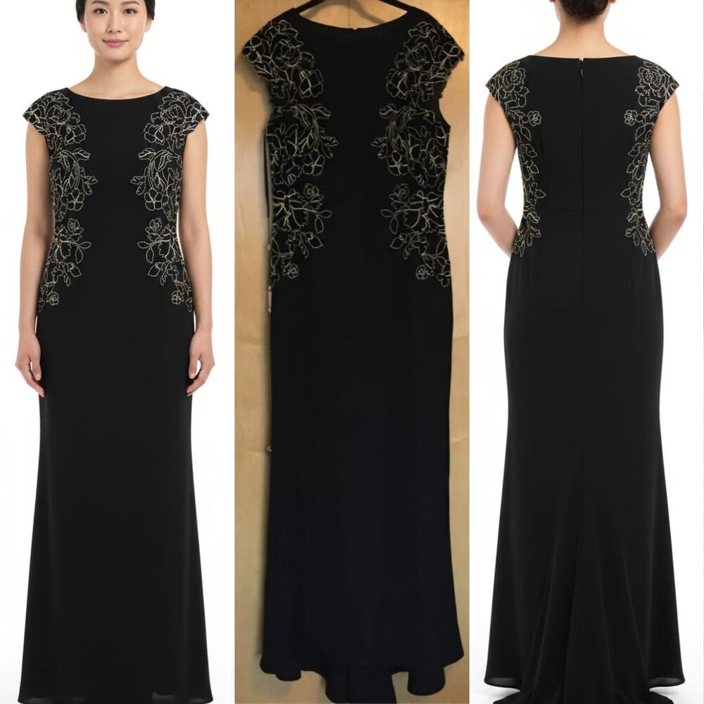 Tadashi Shoji whiteLace Gown, Black,